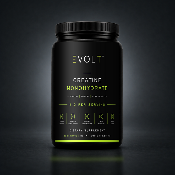 EVOLT ROC609 — Creatine Monohydrate — 300 g / 60 Servings — gray studio background