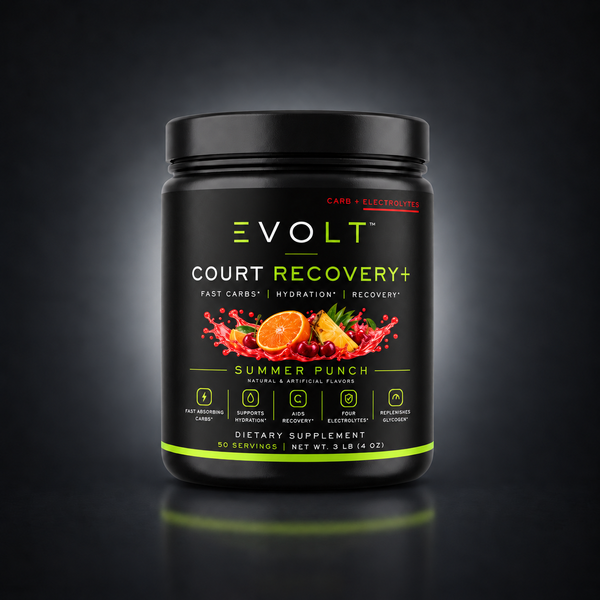 EVOLT ROC017 — Recovery Carb + Electrolytes — Summer Punch — gray studio background
