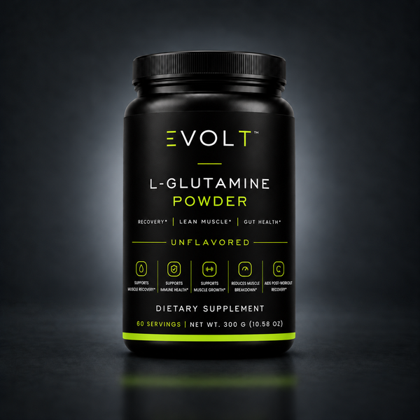 EVOLT ROC610 — Glutamine — 300 g / 60 Servings — gray studio background