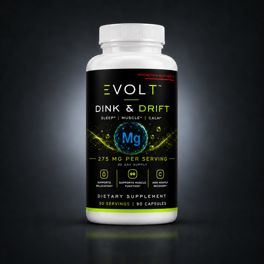 EVOLT ROC824 — Dink & Drift — Magnesium Glycinate 275 mg — 90 Capsules — gray studio background